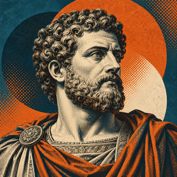 Pop art engraved portrait of Clodius Albinus