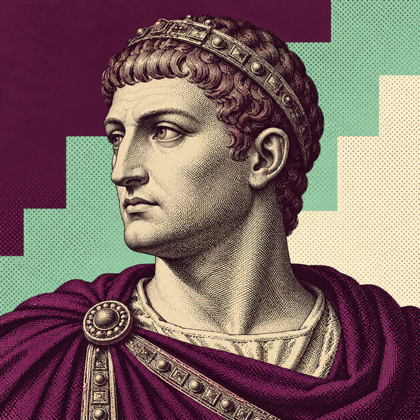 Pop art engraved portrait of Constantius Gallus