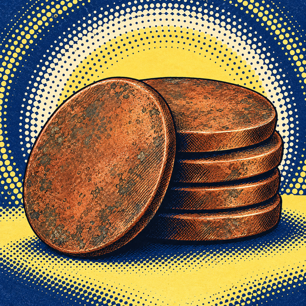 Pop art illustration of copper alloy coin blanks