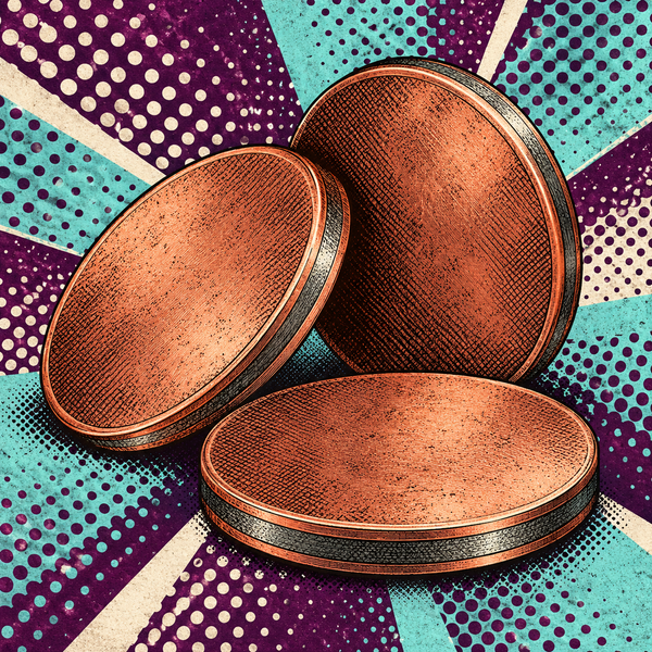 Pop art illustration of copper-clad steel coin blanks