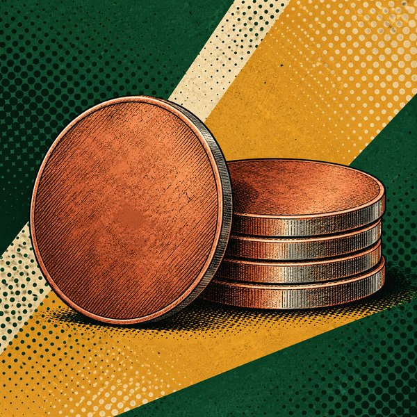 Pop art illustration of copper-plated zinc coin blanks