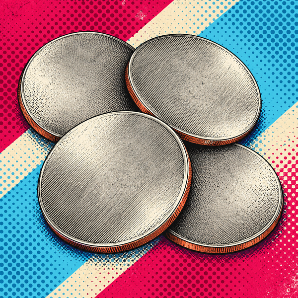 Pop art illustration of cupronickel-clad copper coin blanks