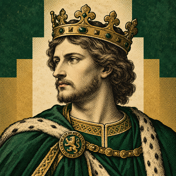 Pop art engraved portrait of David II of Scotland