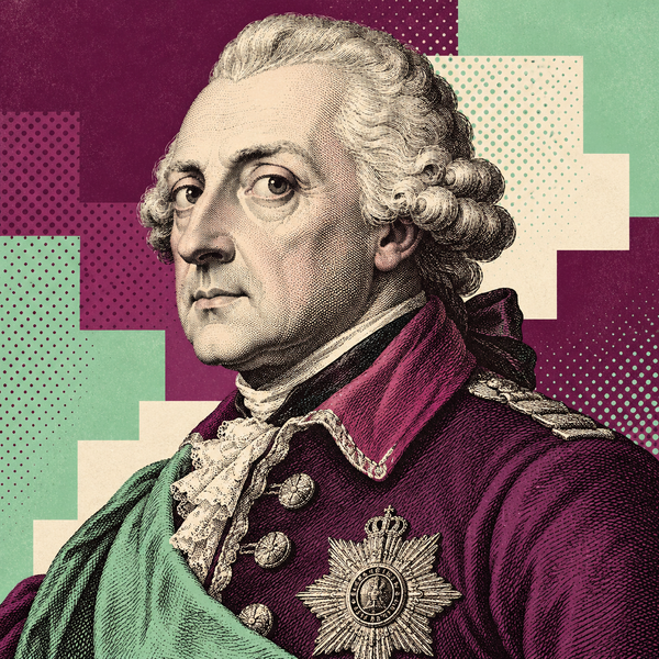 Pop art engraved portrait of Frederick II of Prussia
