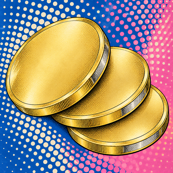 Pop art illustration of gold-plated silver coin blanks