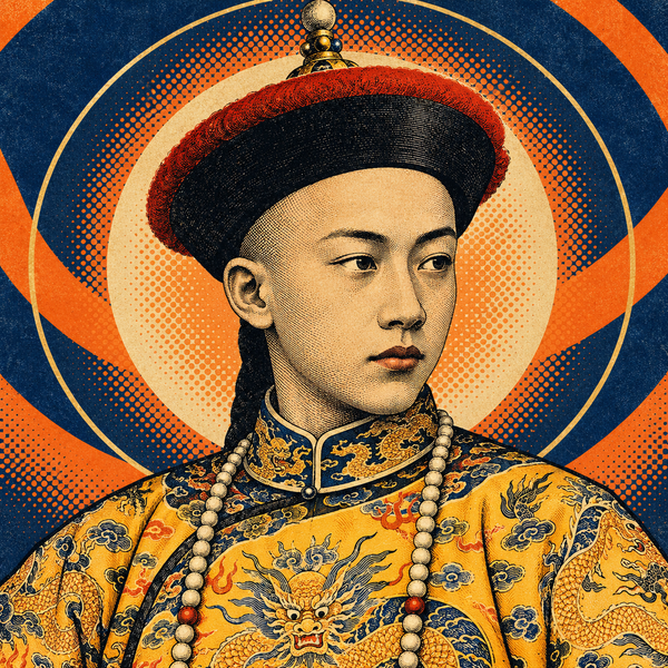 Pop art portrait of Guangxu of China for the coin collection