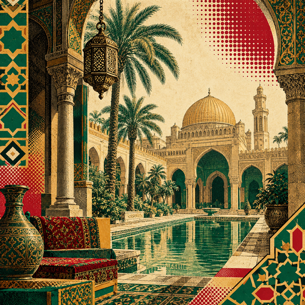 Pop art historical illustration for Harun al-Rashid coins