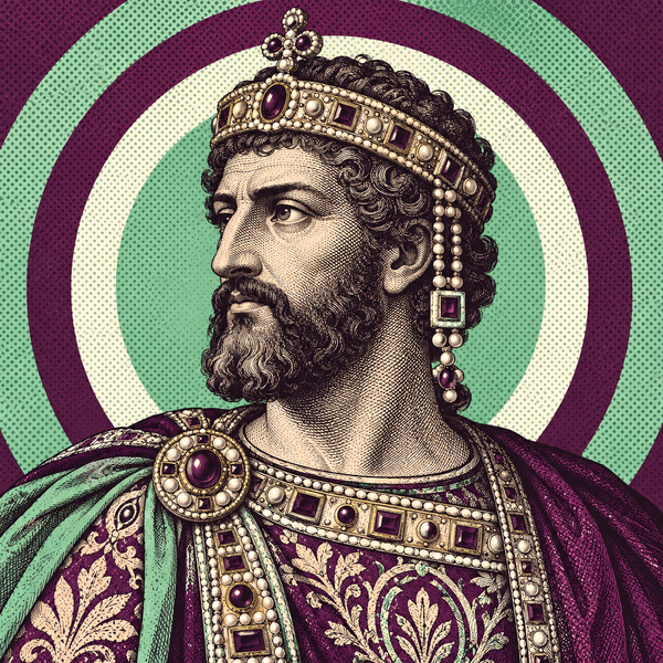 Pop art engraved portrait of Heraclius