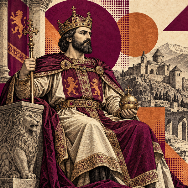 Pop art historical illustration for Hethum I of Cilician Armenia coins