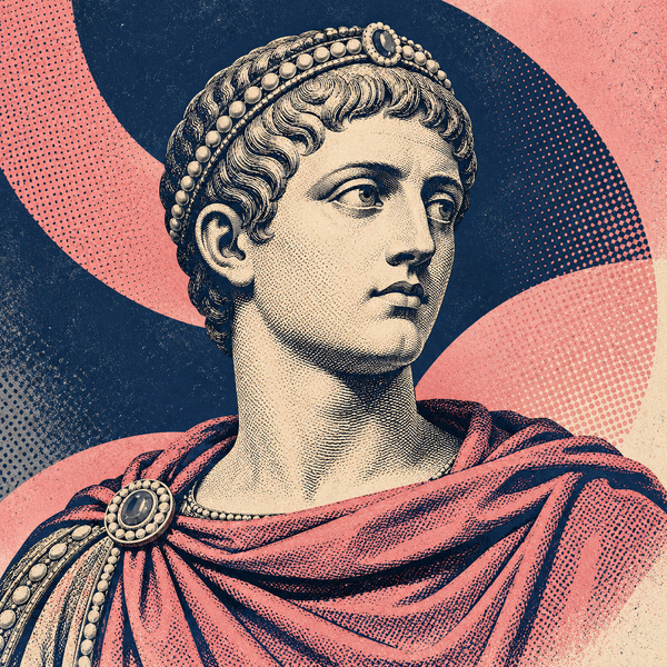 Pop art Roman portrait of Honorius for the coin collection