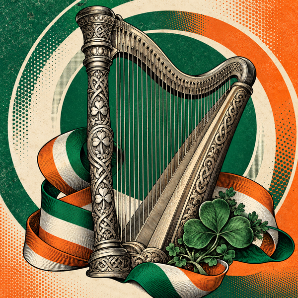 Pop art historical illustration for Irish Free State coins