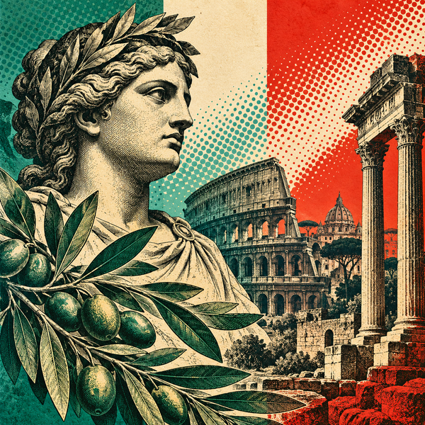 Pop art historical illustration for Italian Republic coins