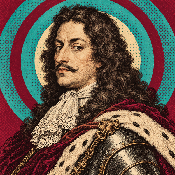Pop art engraved portrait of John II Casimir Vasa