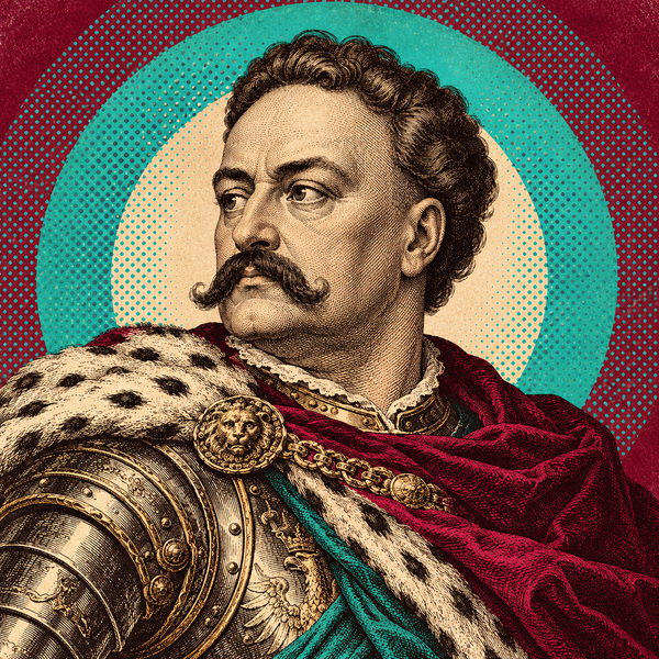 Pop art engraved portrait of John III Sobieski