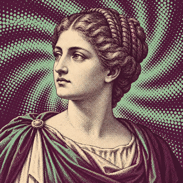 Pop art engraved portrait of Julia Mamaea