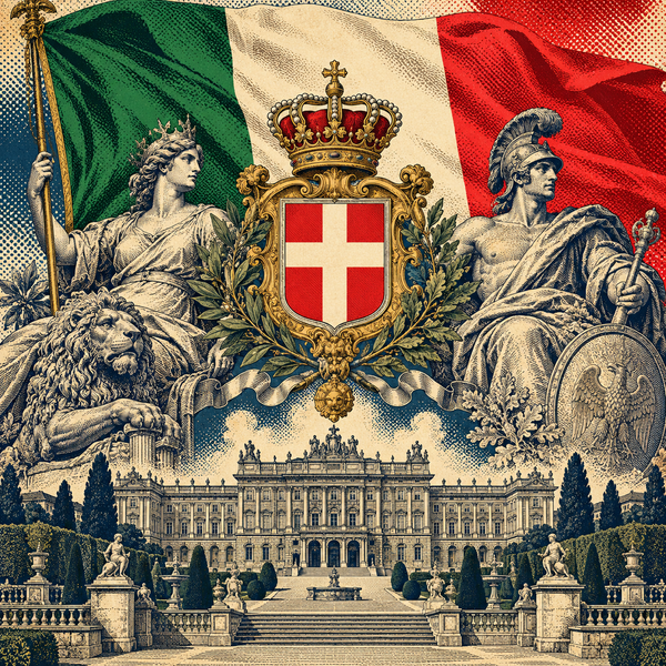 Pop art historical illustration for Kingdom of Italy coins