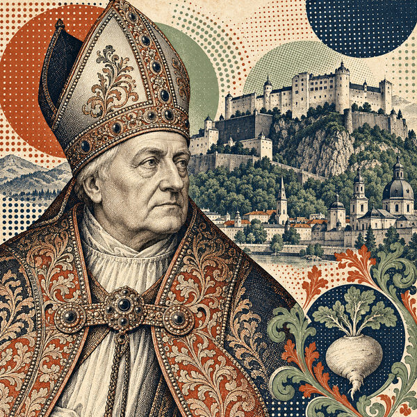 Engraved pop art portrait of Leonhard von Keutschach of Salzburg for the coin collection