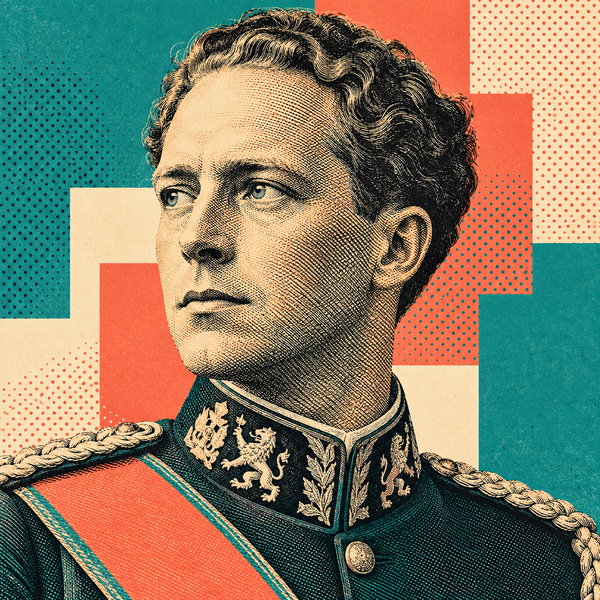 Pop art engraved portrait of Leopold III of Belgium