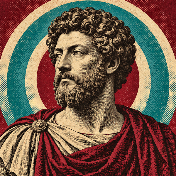 Pop art engraved portrait of Marcus Aurelius
