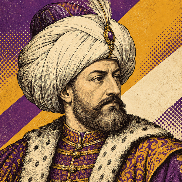 Pop art engraved portrait of Murad II