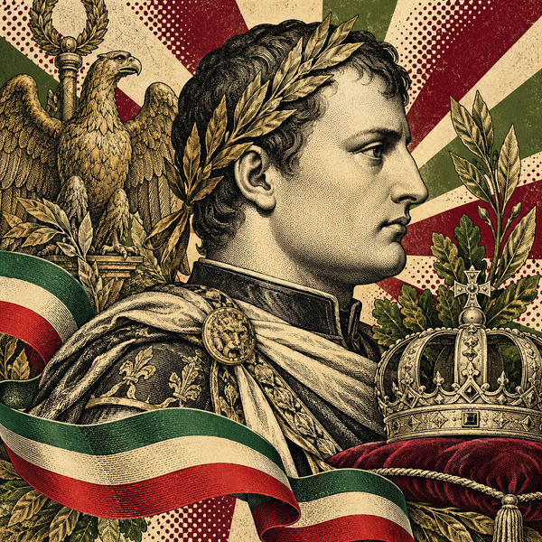 Pop art historical illustration for Napoleonic Kingdom of Italy coins