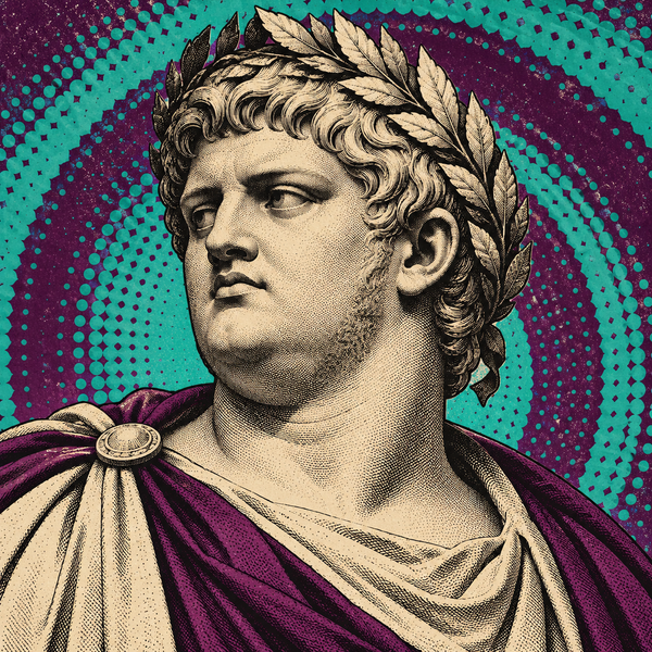 Pop art Roman portrait of Nero for the coin collection