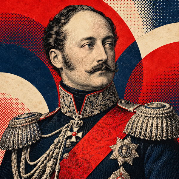 Pop art engraved portrait of Nicholas I of Russia
