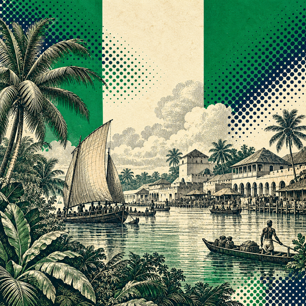 Engraved pop art geographical illustration for Nigeria coins