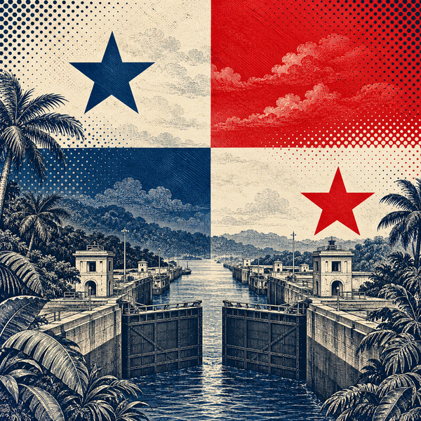 Engraved pop art geographical illustration for Panama coins