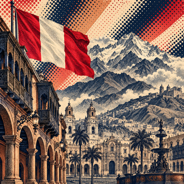 Pop art geographical illustration for Peru coins