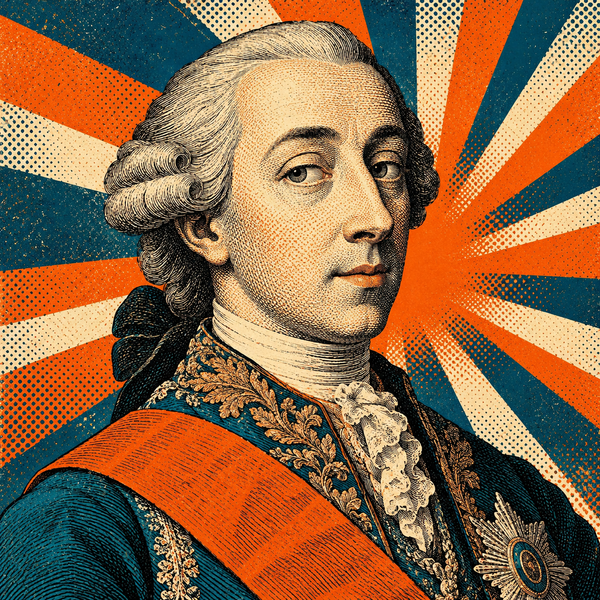 Pop art engraved portrait of Peter III of Russia