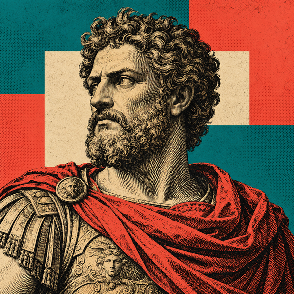 Pop art engraved portrait of Postumus