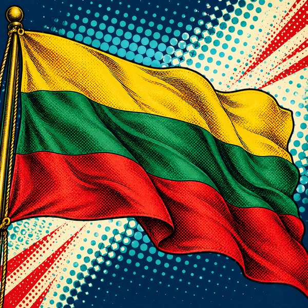 Lithuanian tricolour flag illustrated in pop art style