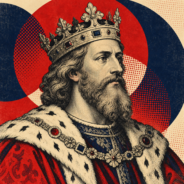 Pop art engraved portrait of Robert II of Scotland