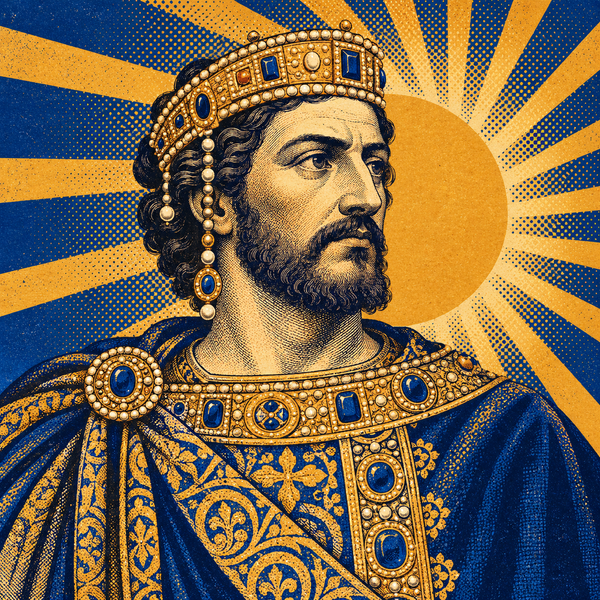 Pop art engraved portrait of Romanos III Argyros