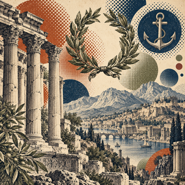 Engraved pop art historical illustration for Seleucid Kingdom coins