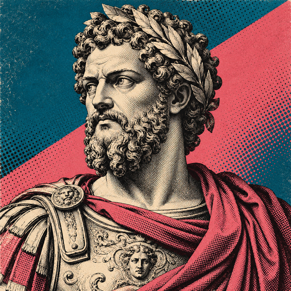 Pop art Roman portrait of Septimius Severus for the coin collection
