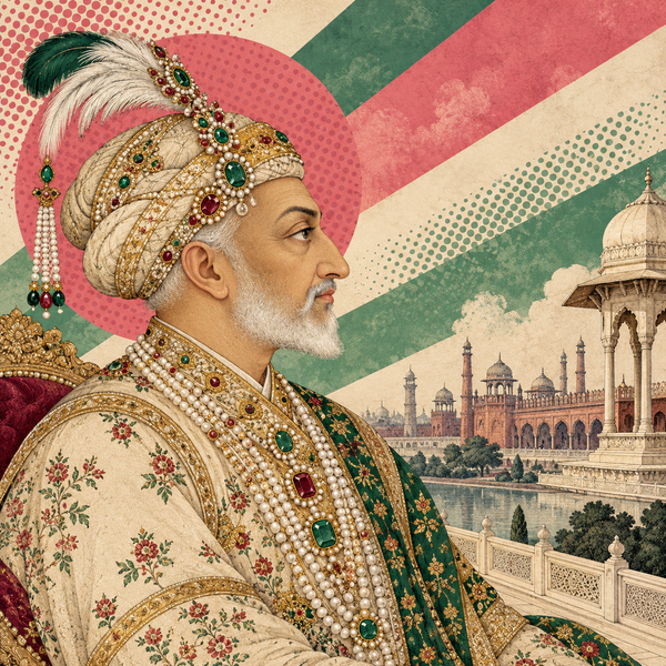 Pop art historical illustration for Shah Alam II coins