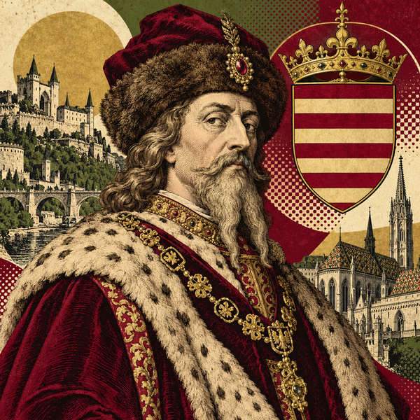 Pop art historical illustration for Sigismund of Hungary coins