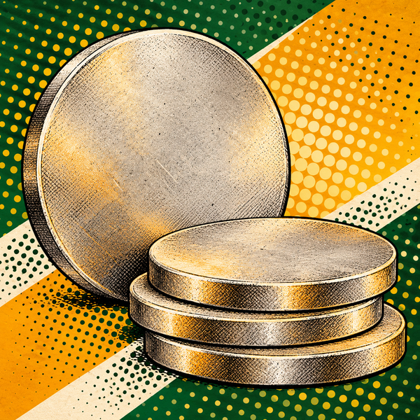 Pop art illustration of silver-copper alloy coin blanks