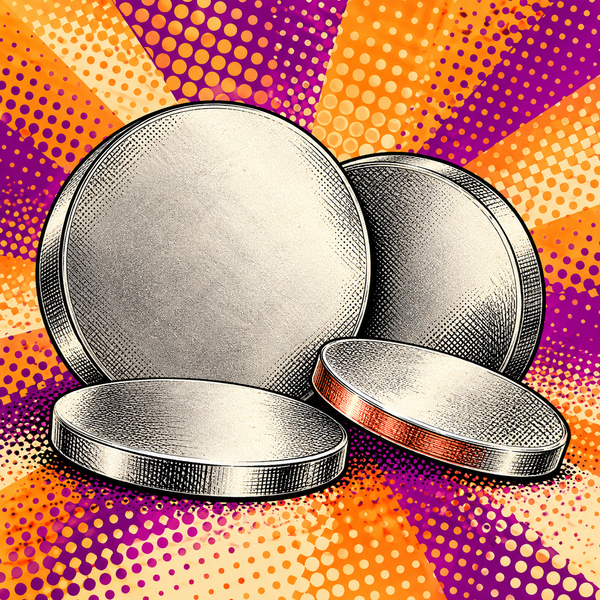 Pop art illustration of silver-plated copper coin blanks