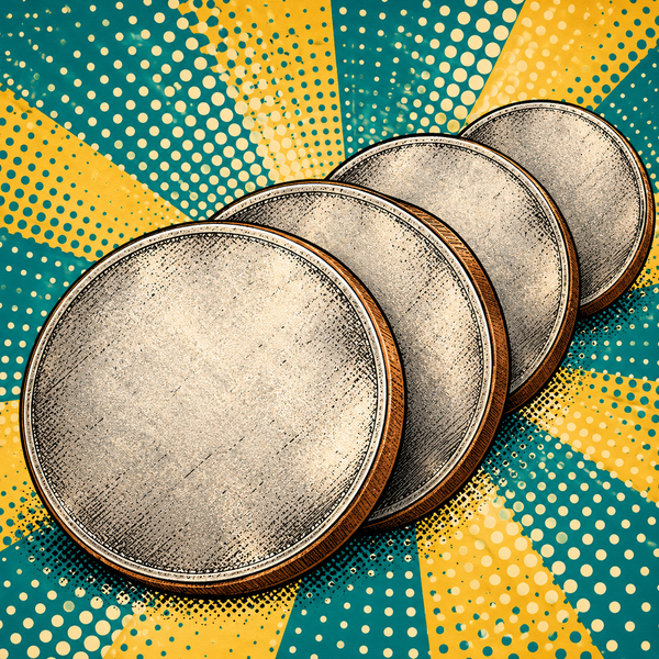 Pop art illustration of silvered bronze coin blanks