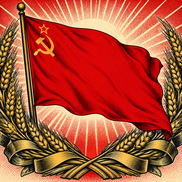 Pop art historical illustration for Soviet Russia and USSR coins