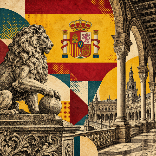Pop art geographical illustration for Spain & Spanish Territories coins