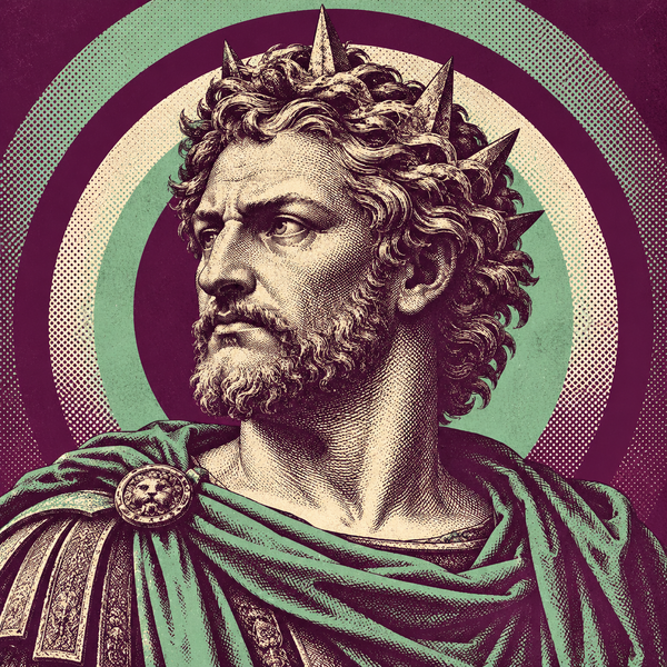 Pop art engraved portrait of Tetricus I