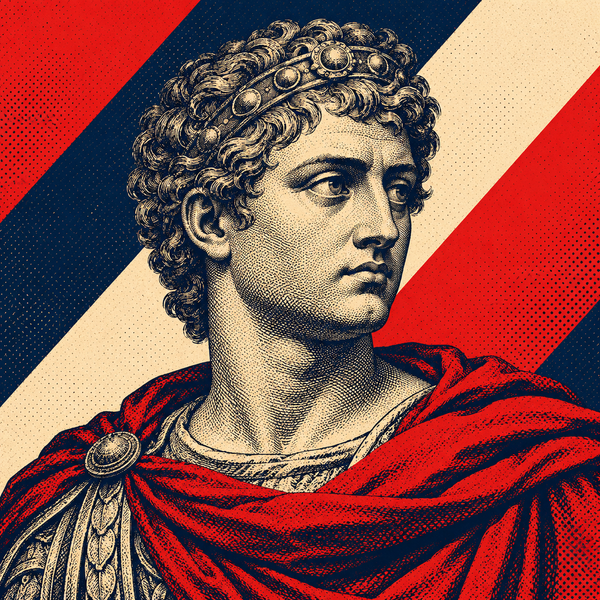 Pop art engraved portrait of Tetricus II