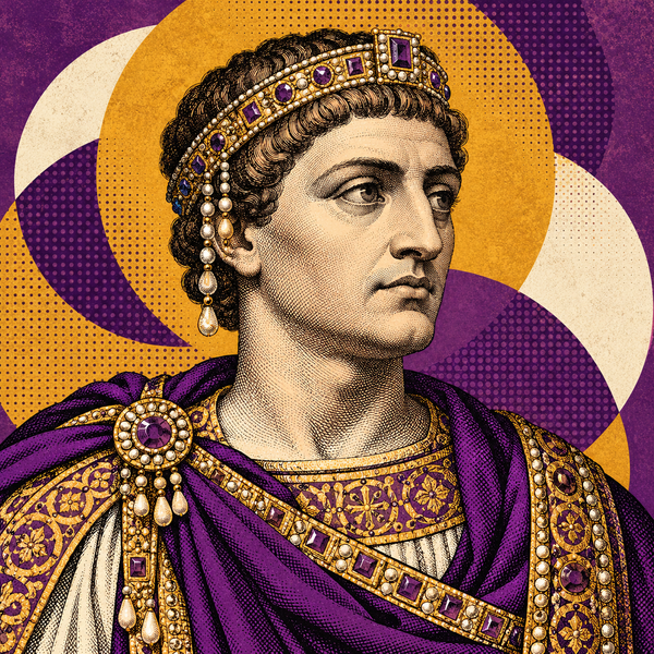 Pop art engraved portrait of Tiberius II Constantine