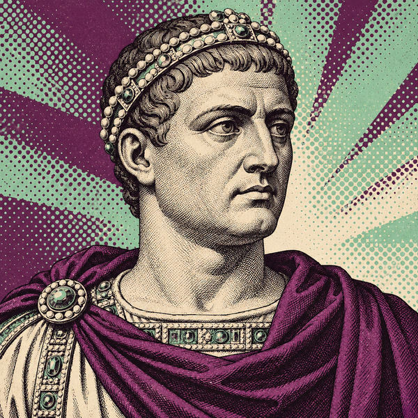 Pop art Roman portrait of Valens for the coin collection