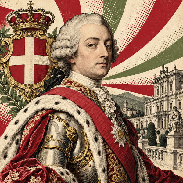 Pop art historical illustration for Victor Amadeus III of Sardinia coins