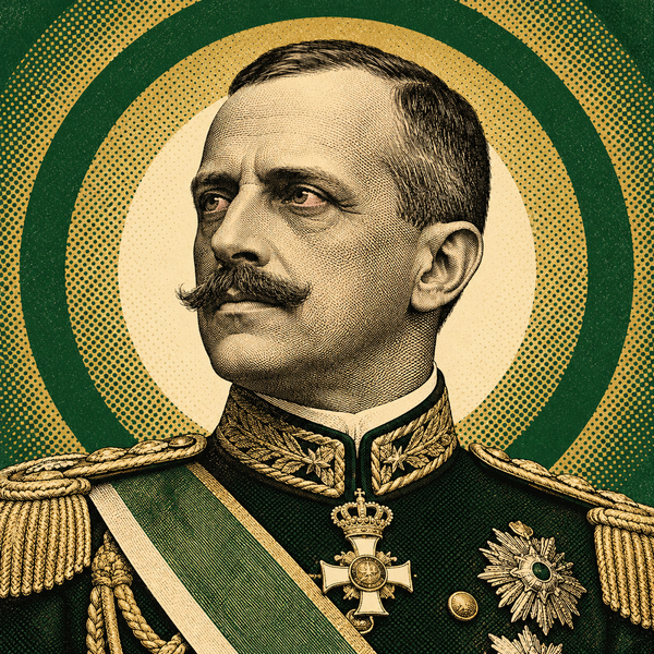 Pop art engraved portrait of Victor Emmanuel III of Italy